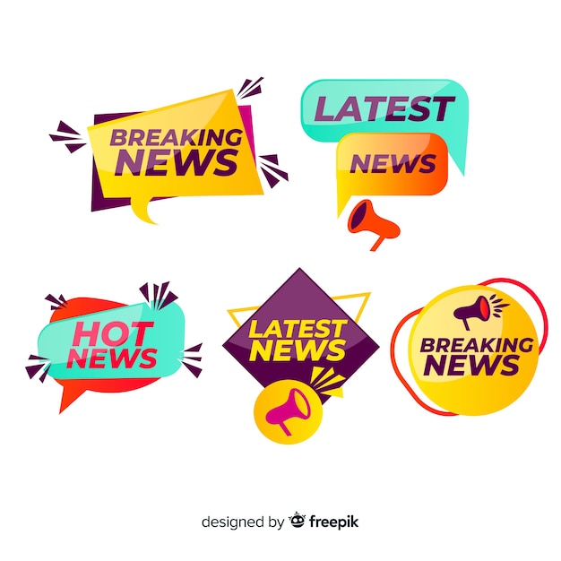 Colorful geometric shapes news banner set