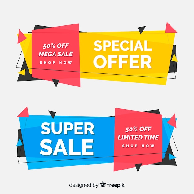 Colorful geometric shapes sales banner