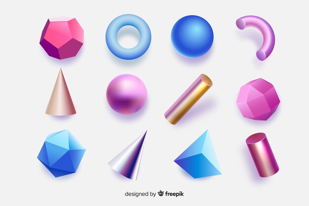 Colorful geometric shapes with 3d effect