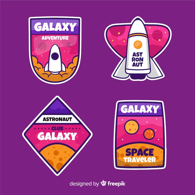 Colorful girly astronomic stickers set