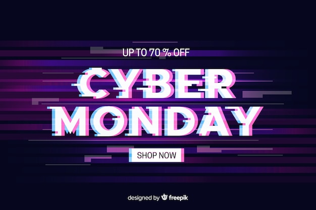 Free Vector colorful glitch cyber monday