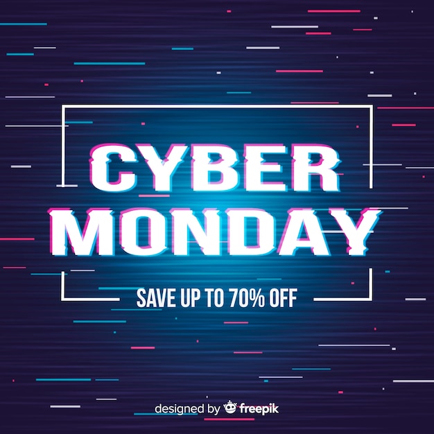 Free vector colorful glitch cyber monday