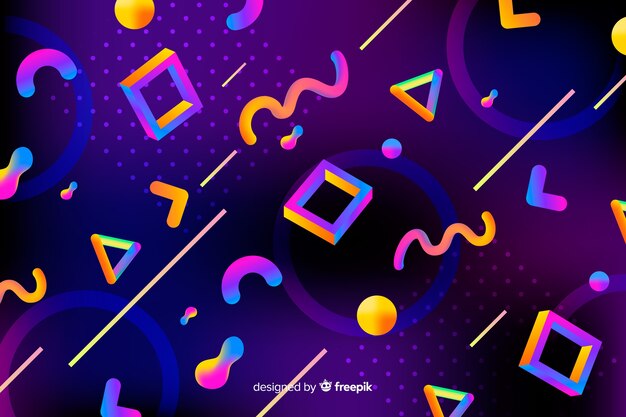 Colorful gradient 3d shapes background