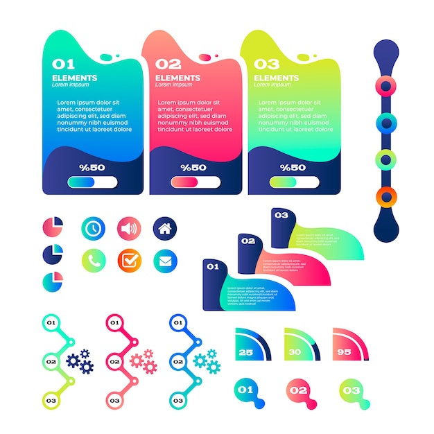 Free Vector colorful gradient infographic element collection