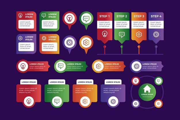 Colorful gradient infographic elements