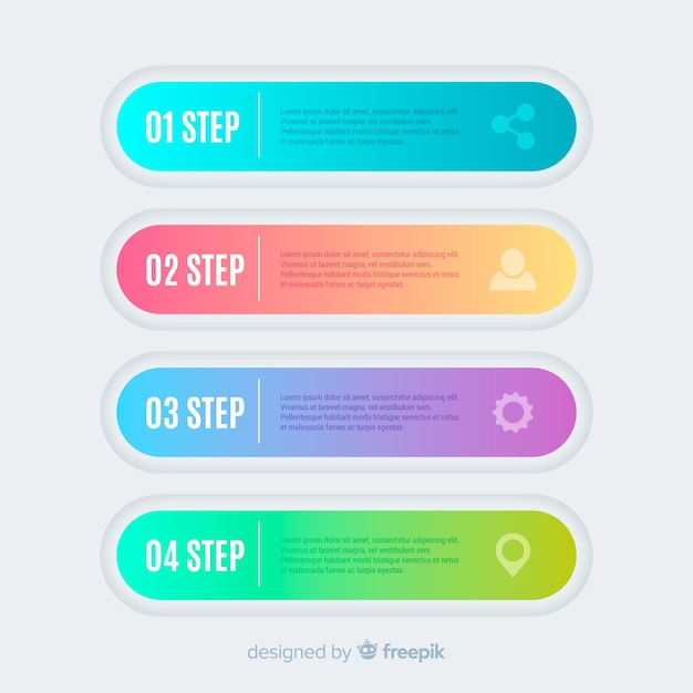 Colorful gradient infographic steps concept