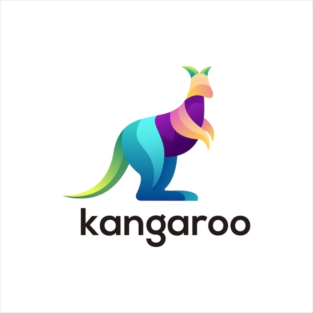 Colorful gradient kangaroo logo design illustration