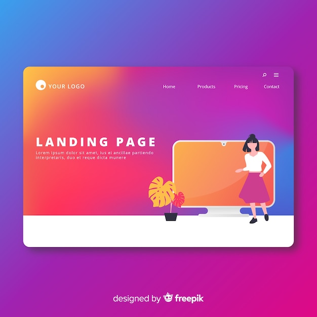 Colorful gradient landing page template