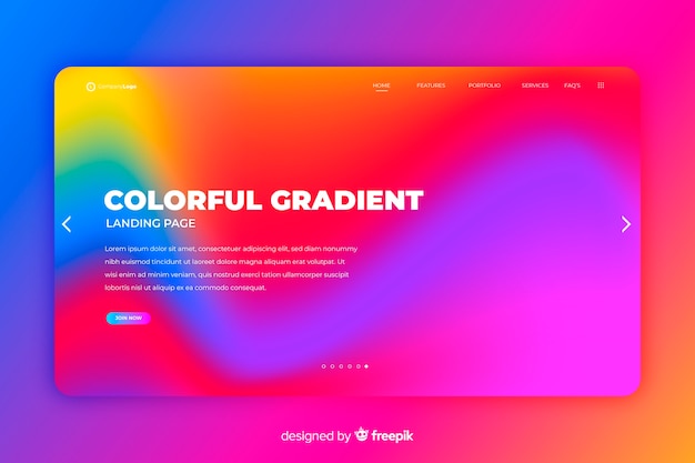 Colorful gradient landing page template