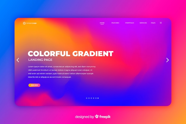 Colorful gradient landing page template