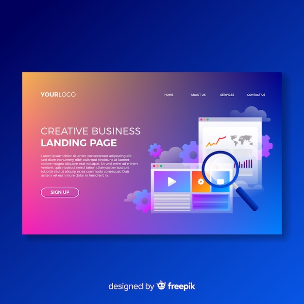 Colorful gradient landing page template