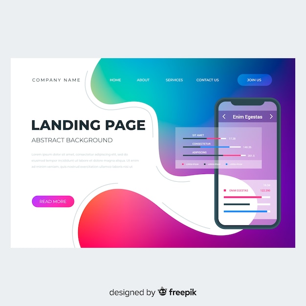 Colorful gradient landing page with phone 