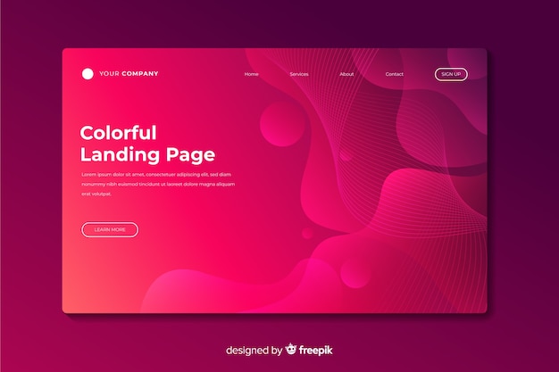 Colorful gradient landing page