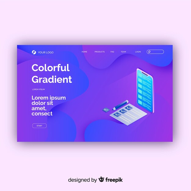 Colorful gradient landing page