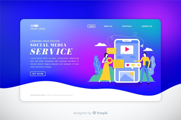 Colorful gradient landing page