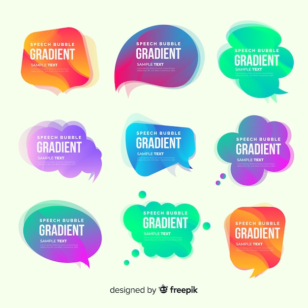 Colorful gradient speech bubble collection