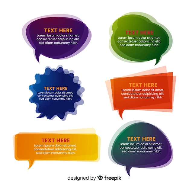 Colorful gradient speech bubble set