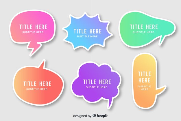 Colorful gradient speech bubbles variety