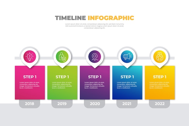 Colorful gradient timeline infographic