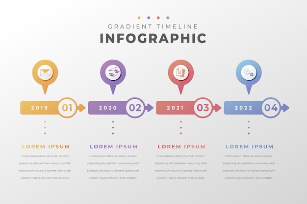 Colorful gradient timeline infographic