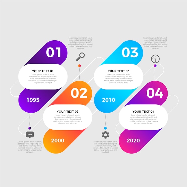 Colorful gradient timeline infographic