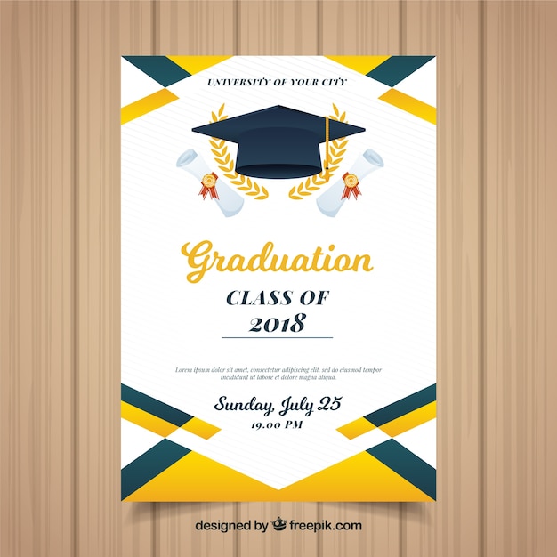 Colorful graduation invitation template with flat design