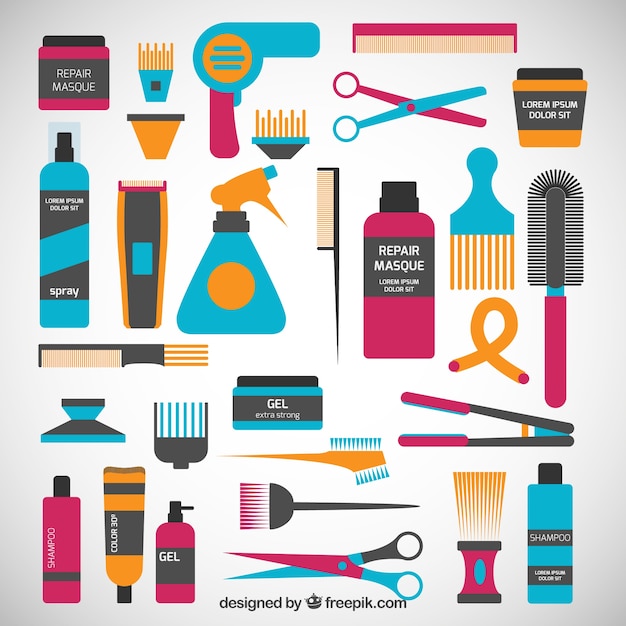 Colorful hairdressing icons