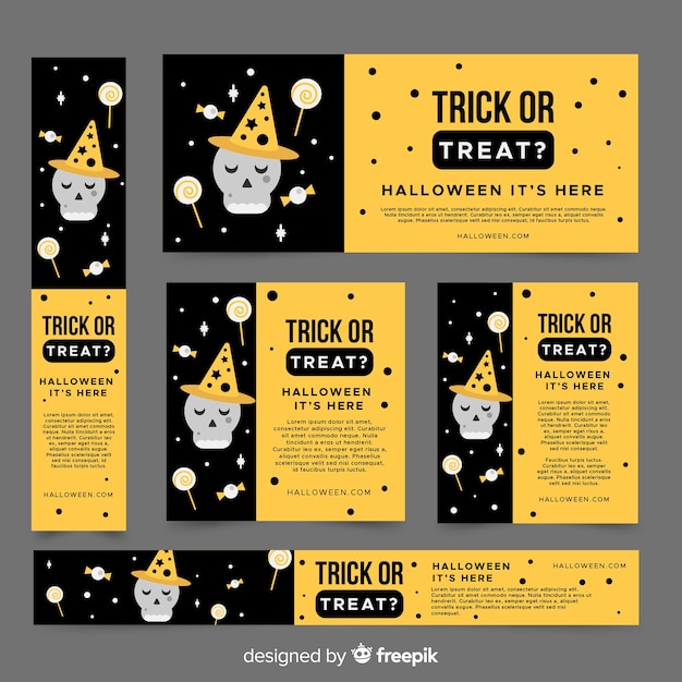 Colorful halloween banners with flat design