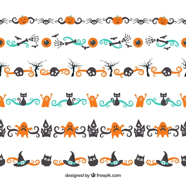 Free Vector colorful halloween border pack