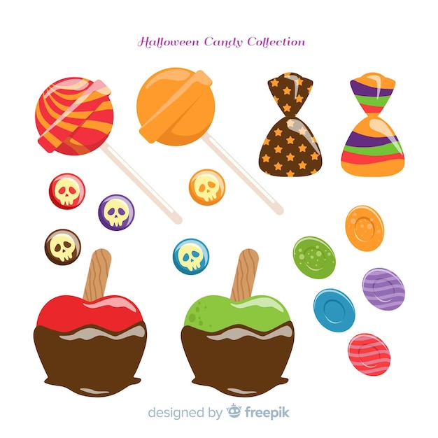 Free Vector colorful halloween candy collection with flat design