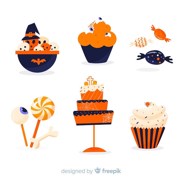 Free Vector colorful halloween candy collection with flat design