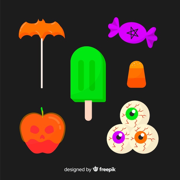 Free Vector colorful halloween candy collection with flat design