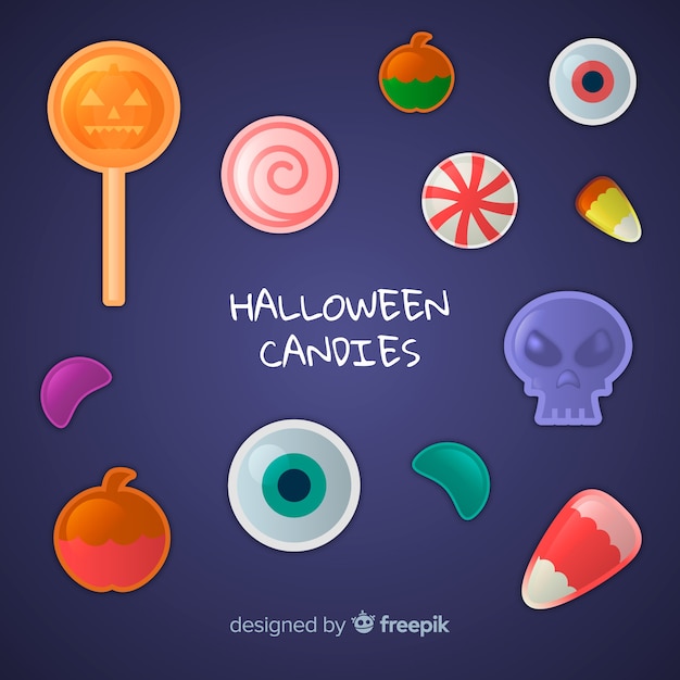 Free Vector colorful halloween candy collection with realistic design