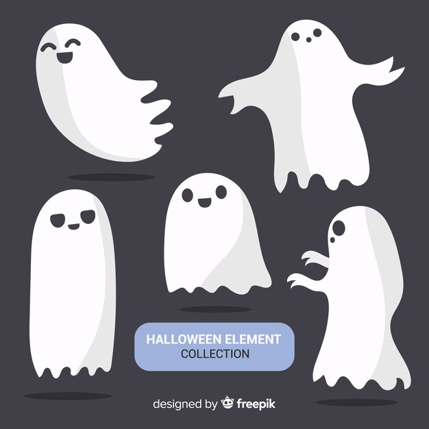 Colorful halloween element collection with flat design