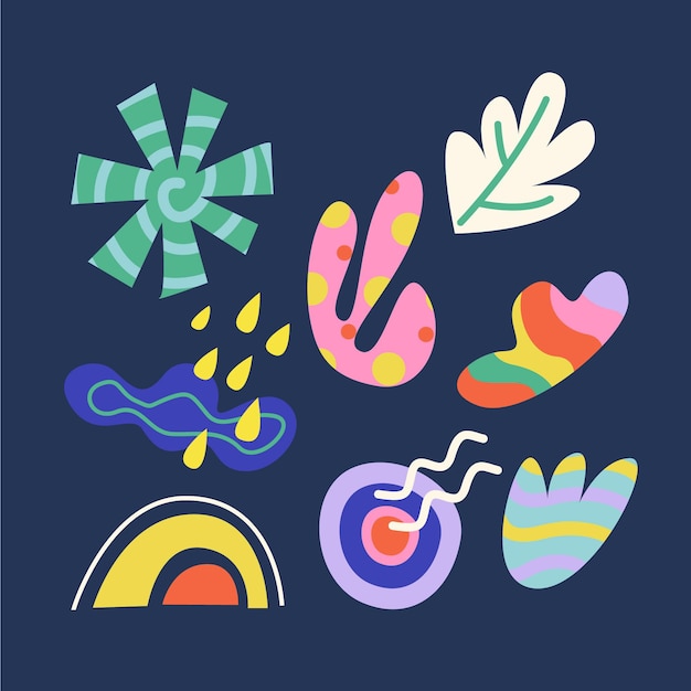 Free Vector colorful  hand drawn abstract shape set