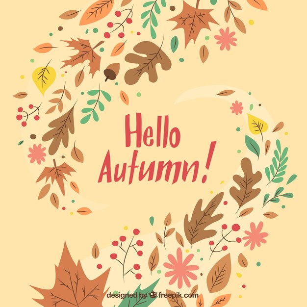 Colorful and hand drawn autumn background