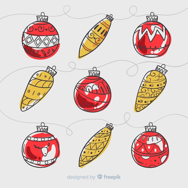 Colorful hand drawn christmas ball collection