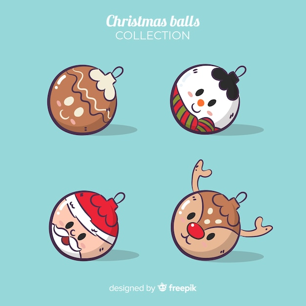 Free Vector colorful hand drawn christmas ball collection