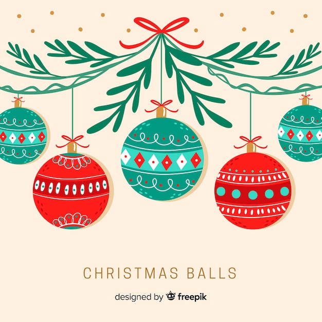 Colorful hand drawn christmas ball collection