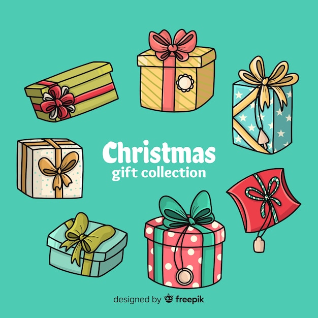 Free Vector colorful hand drawn christmas gift collection