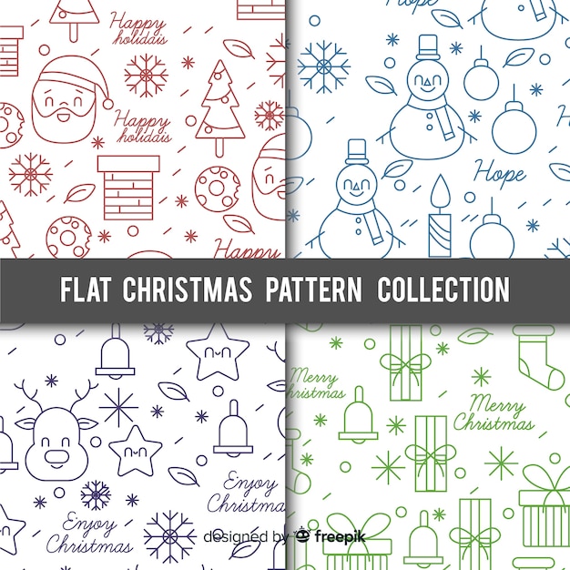 Colorful hand drawn christmas pattern collection