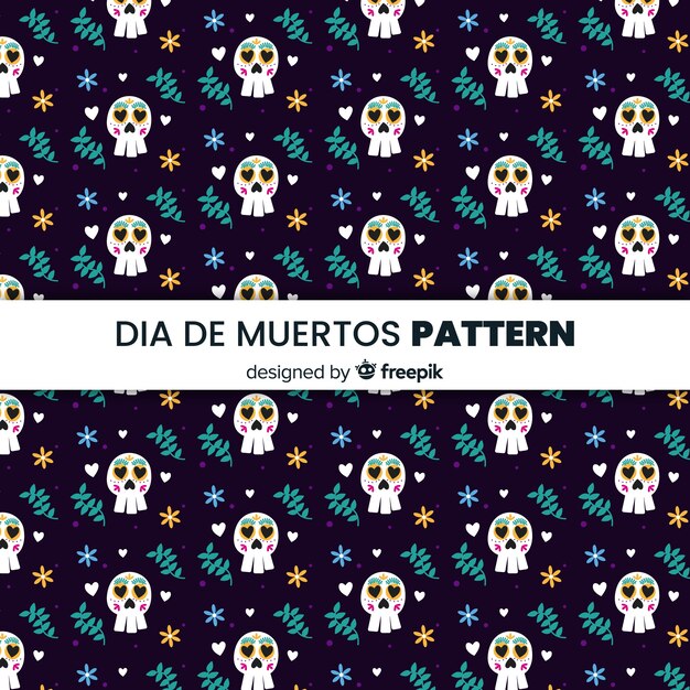 Colorful hand drawn día de muertos pattern collection