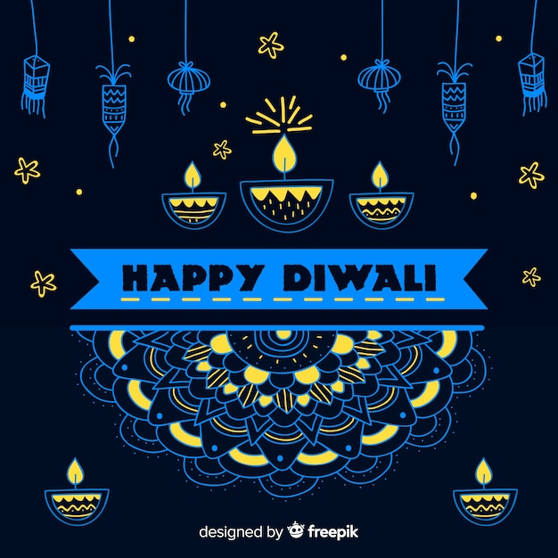 Free Vector colorful hand drawn diwali background