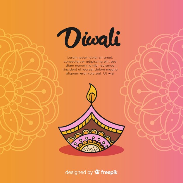 Colorful hand drawn diwali background