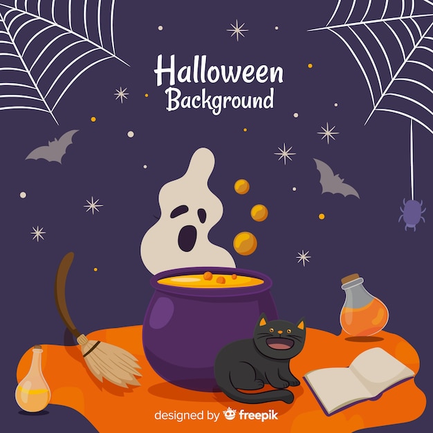 Colorful hand drawn halloween background