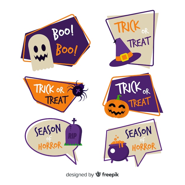 Free Vector colorful hand drawn halloween badge collection