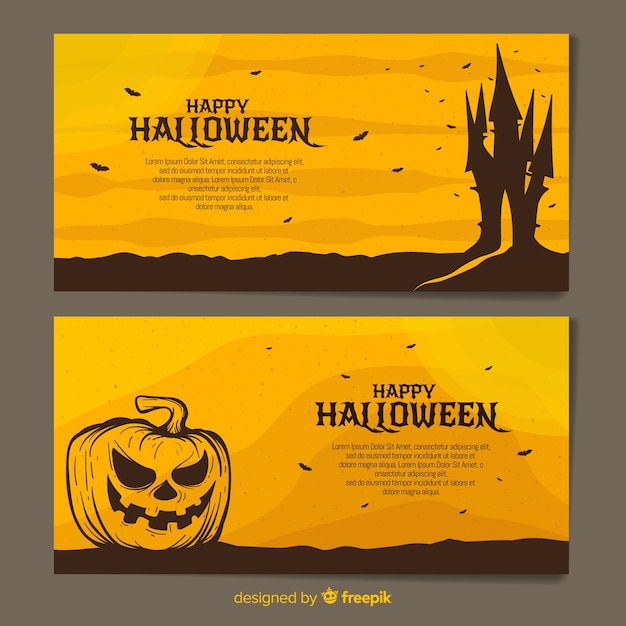 Free vector colorful hand drawn halloween banners