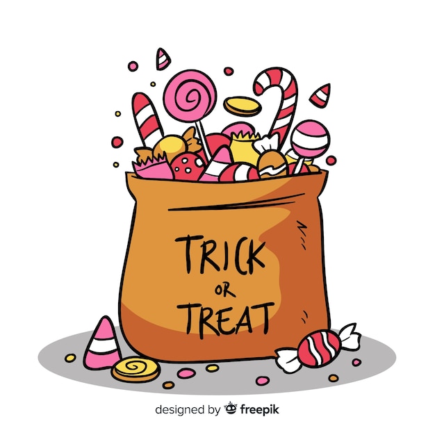 Free Vector colorful hand drawn halloween candy bag