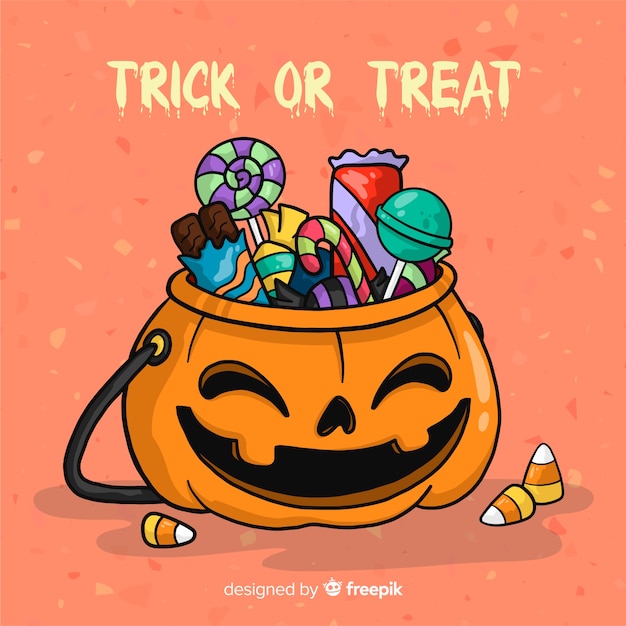 Free Vector colorful hand drawn halloween candy bag