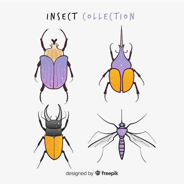 Free Vector colorful hand drawn insects pack